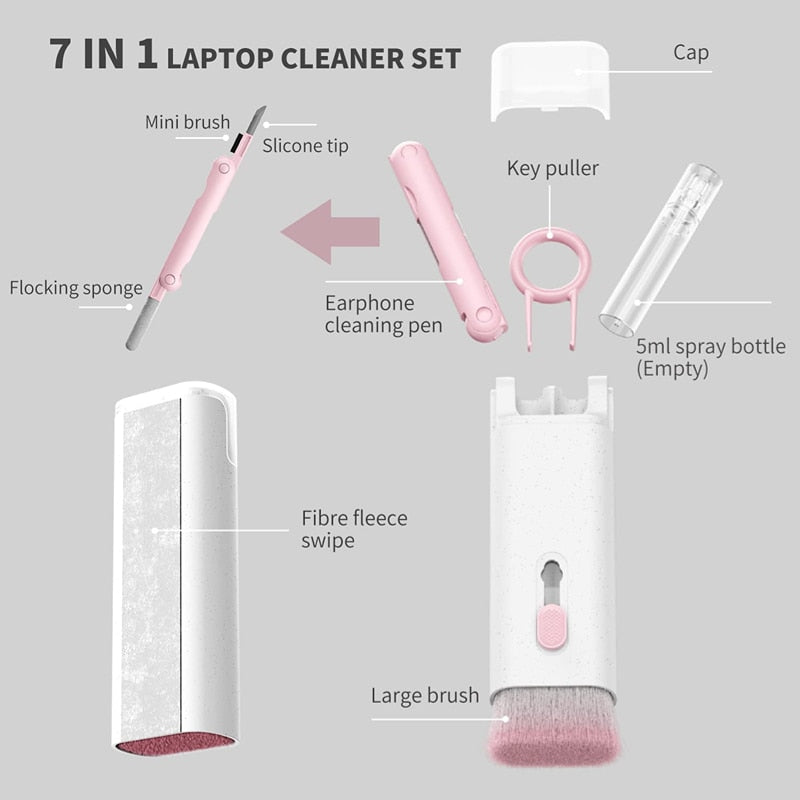 7-in-1 Reinigungsset für Mikrofone, In-Ear-Kopfhörer, Tablets, Handys und Tastaturen - Reinigungspen, Bürste und Earphone Cleaner für längere Lebensdauer und bessere Leistung